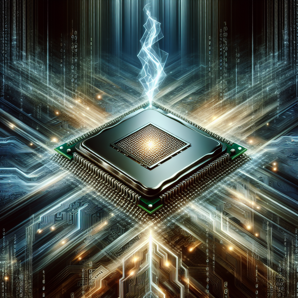 "AMD processor technology innovations featured in a high-tech computer setup, showcasing advanced computing capabilities and performance."